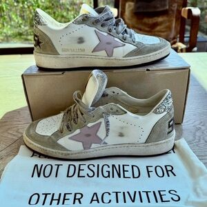 Golden Goose Ballstar Sneakers white/lilac glitter. 100% authentic EU38 worn 2X